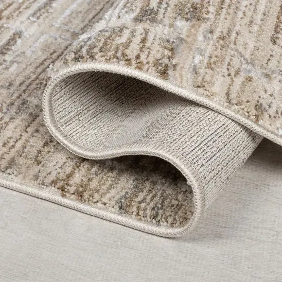 Abstract Rug with Fringe - Natural, Wool
