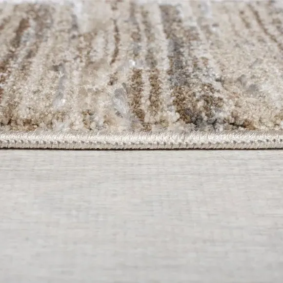 Abstract Rug with Fringe - Natural, Wool