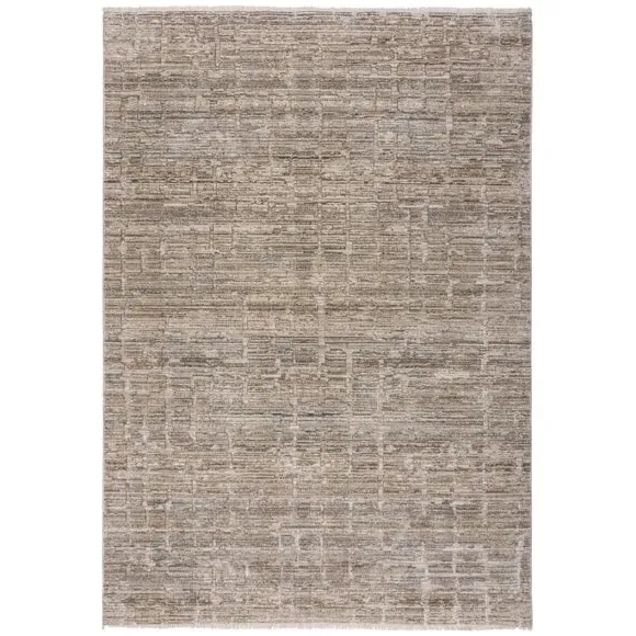 Abstract Rug with Fringe - Natural, Wool