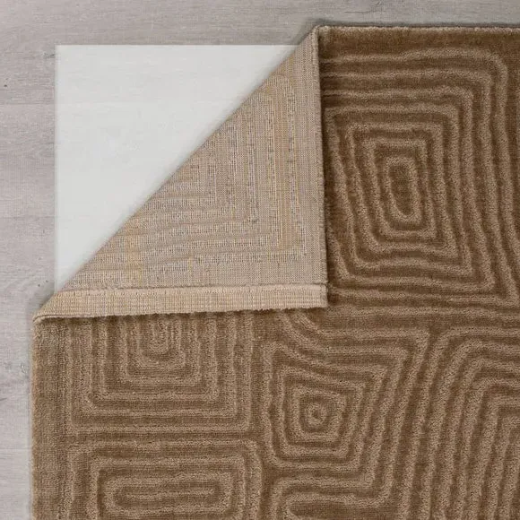 Abstract Rug with High-Low Pile - Beige