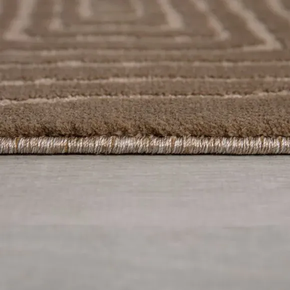 Abstract Rug with High-Low Pile - Beige