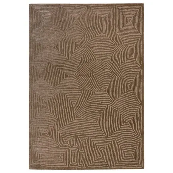 Abstract Rug with High-Low Pile - Beige