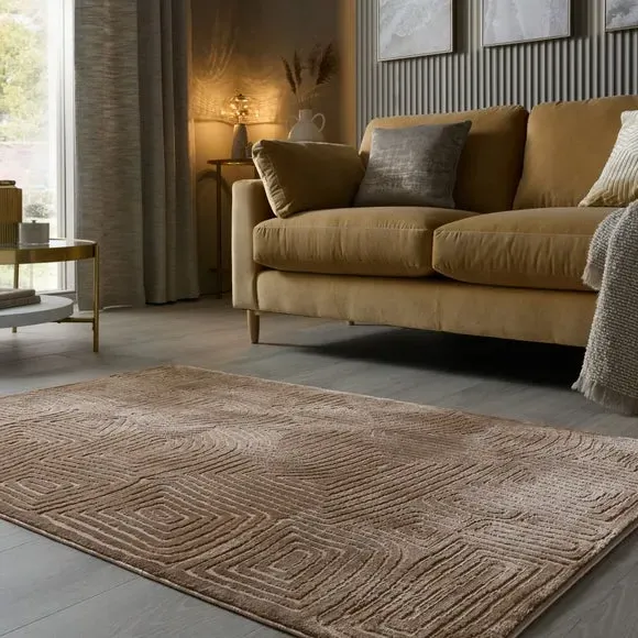 Abstract Rug with High-Low Pile - Beige image
