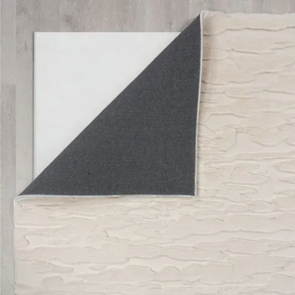 Abstract Rug with High-Low Pile - Ivory, Faux Fur