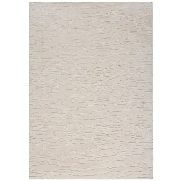 Abstract Rug with High-Low Pile - Ivory, Faux Fur