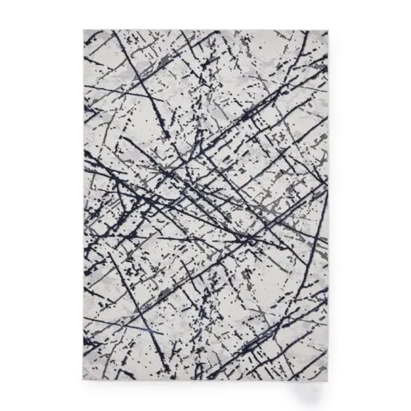 Abstract Rug with Metallic Effect - Blue