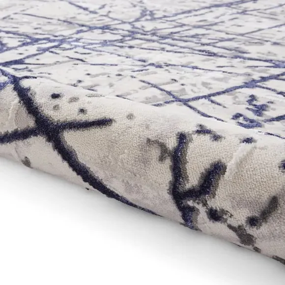 Abstract Rug with Metallic Effect - Blue