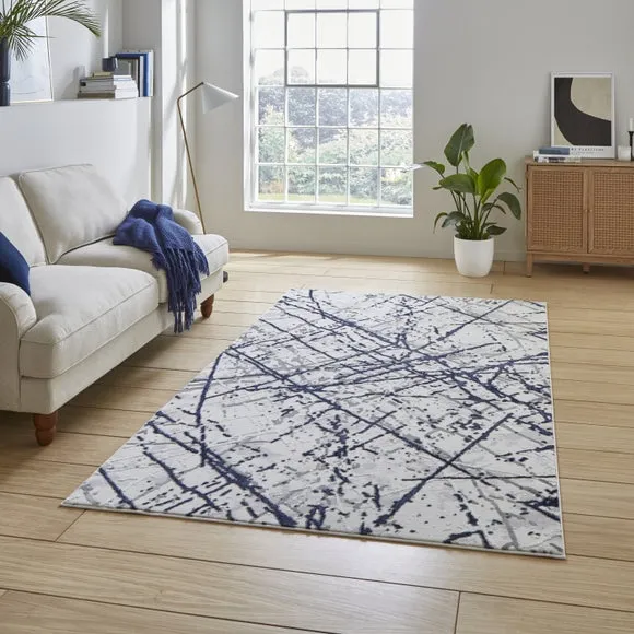 Abstract Rug with Metallic Effect - Blue image