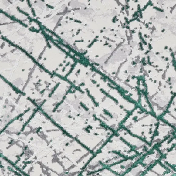 Abstract Rug with Metallic Effect - Green