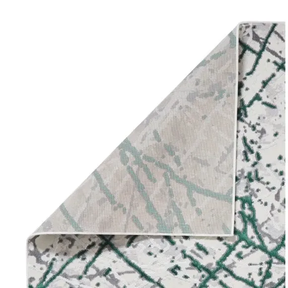 Abstract Rug with Metallic Effect - Green
