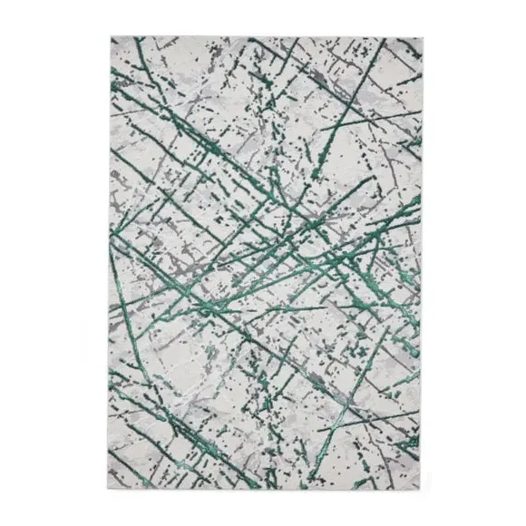 Abstract Rug with Metallic Effect - Green