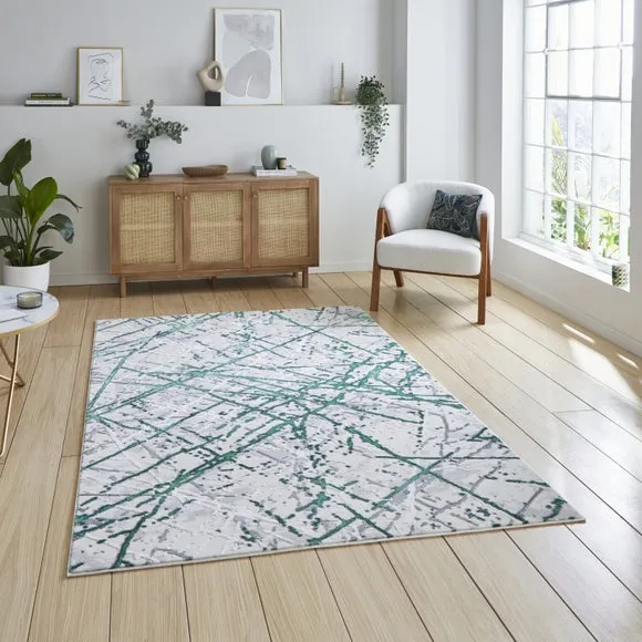 Abstract Rug with Metallic Effect - Green
