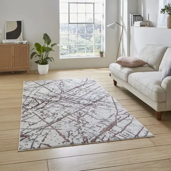 Abstract Rug with Metallic Effect - Pink