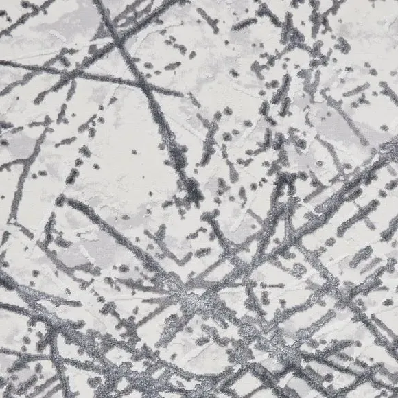 Abstract Rug with Metallic Effect - Silver