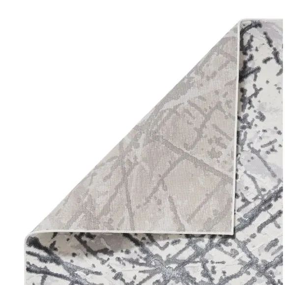 Abstract Rug with Metallic Effect - Silver