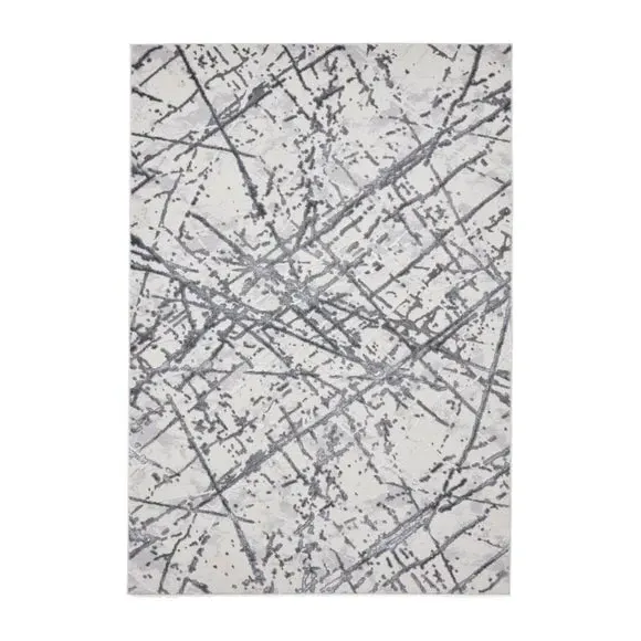 Abstract Rug with Metallic Effect - Silver
