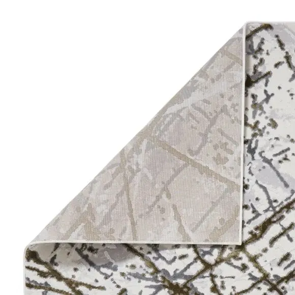 Abstract Rug with Metallic Effect - Yellow