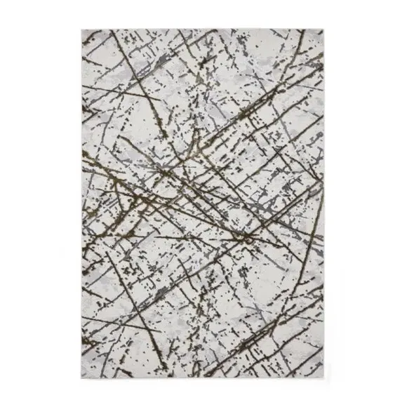 Abstract Rug with Metallic Effect - Yellow