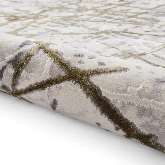 Abstract Rug with Metallic Effect - Yellow