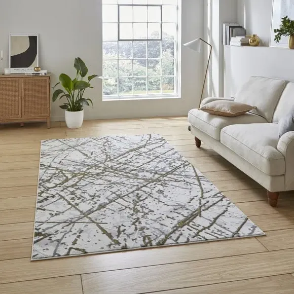 Abstract Rug with Metallic Effect - Yellow