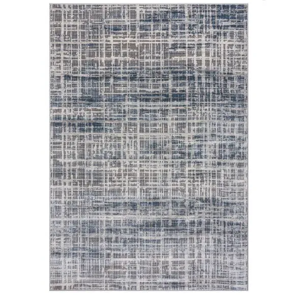 Abstract Rug with Metallic Sheen - Blue