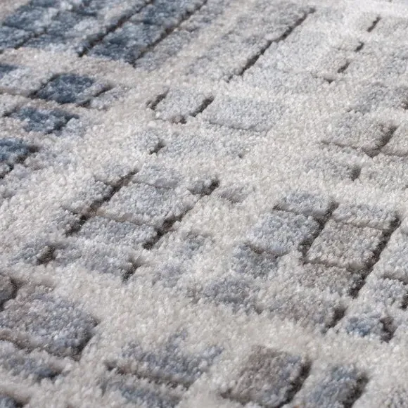 Abstract Rug with Metallic Sheen - Blue
