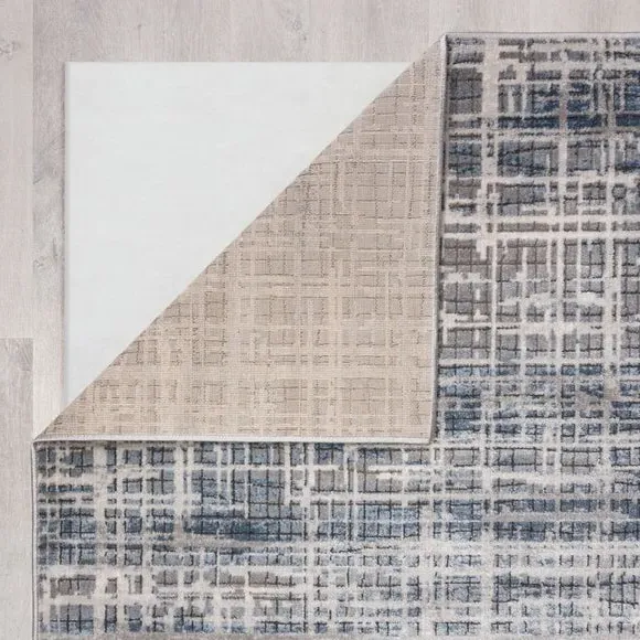 Abstract Rug with Metallic Sheen - Blue