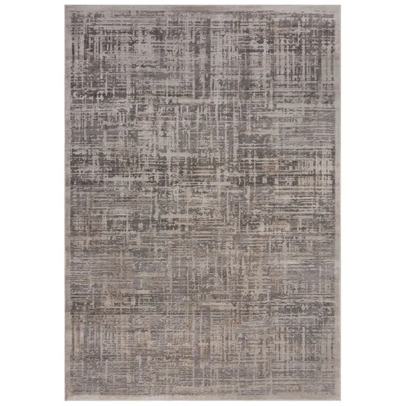 Abstract Rug with Metallic Shimmer - Silver