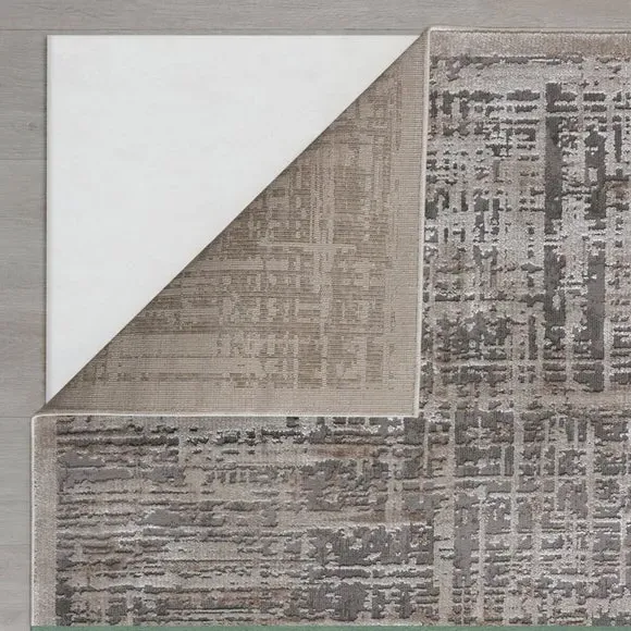 Abstract Rug with Metallic Shimmer - Silver