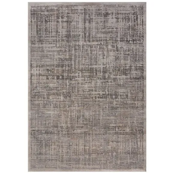 Abstract Rug with Metallic Shimmer - Silver