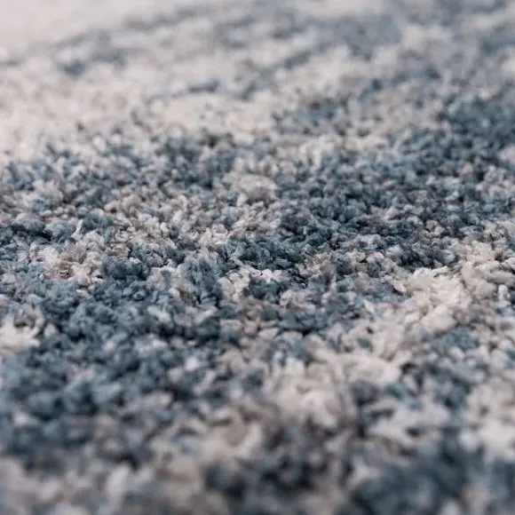 Abstract Rug with Shaggy Pile - Blue, Polypropylene