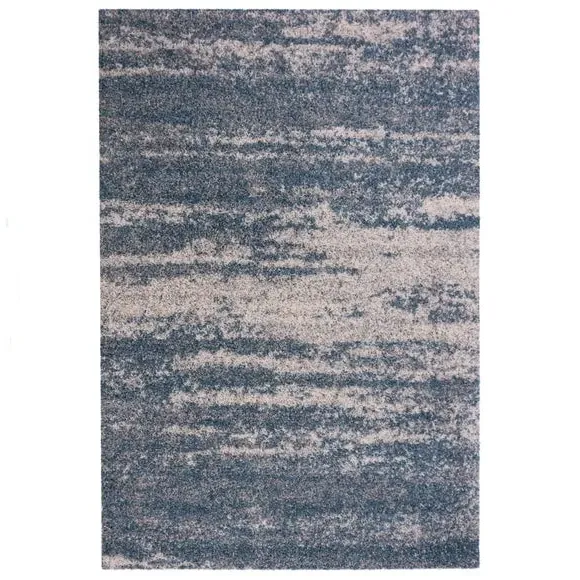 Abstract Rug with Shaggy Pile - Blue, Polypropylene
