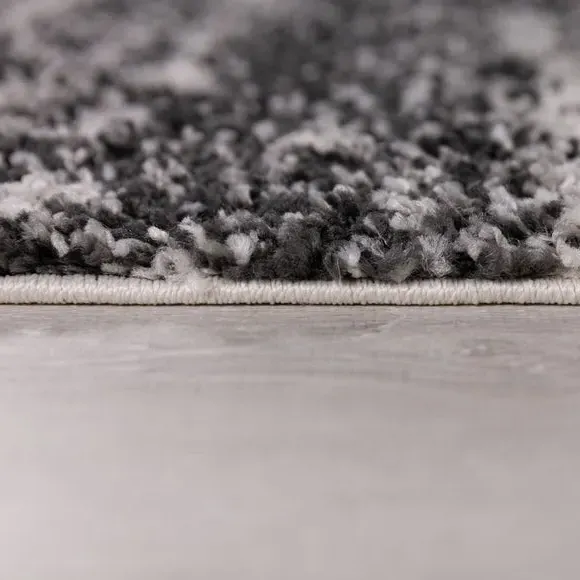 Abstract Rug with Shaggy Pile - Grey, Polypropylene