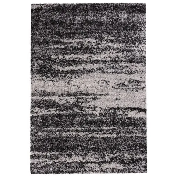 Abstract Rug with Shaggy Pile - Grey, Polypropylene