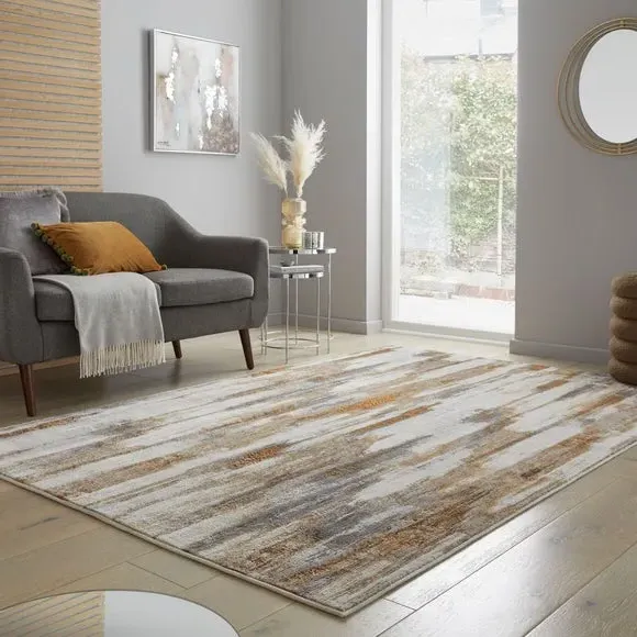Abstract Rug with Shine Effect - Gold image
