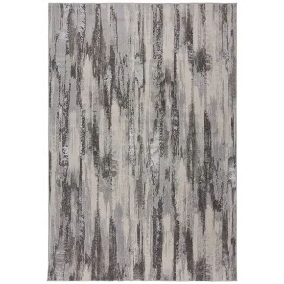 Abstract Rug with Shine Effect - Silver
