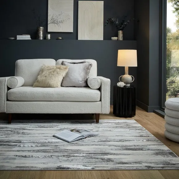 Abstract Rug with Shine Effect - Silver