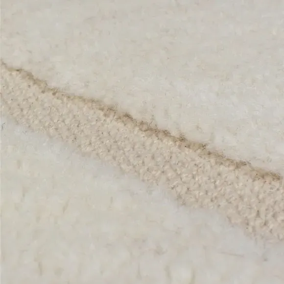 Abstract Rug with Textured Pile - Ivory, Wool