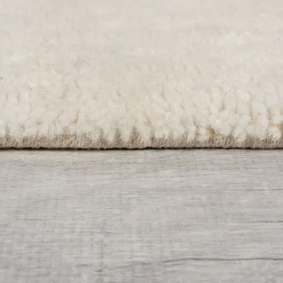 Abstract Rug with Textured Pile - Ivory, Wool
