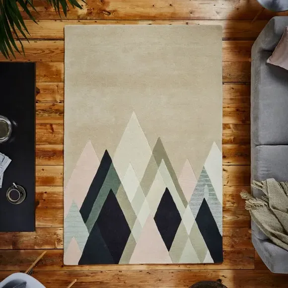 Abstract Rug with Triangle Design - Natural