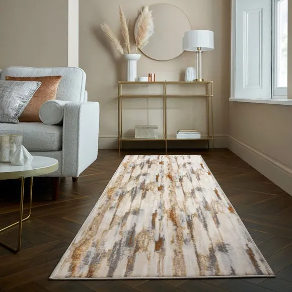 Abstract Runner Rug with Shine - Gold image