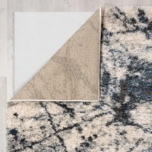 Abstract Shaggy Rug with Luxe Sheen - Navy
