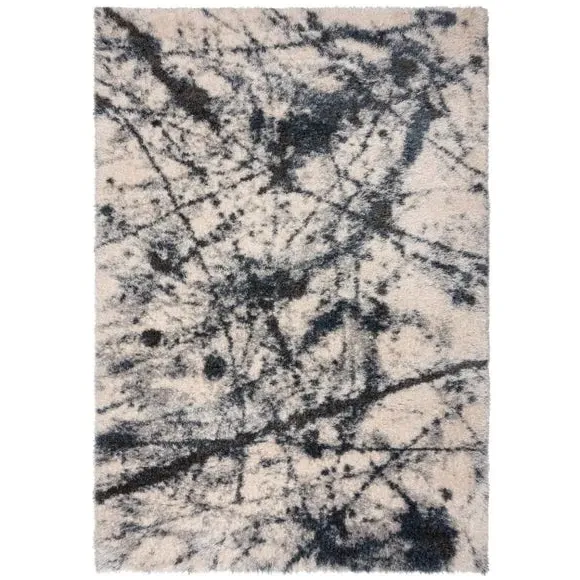 Abstract Shaggy Rug with Luxe Sheen - Navy
