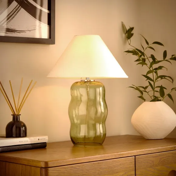 Abstract Table Lamp with Shade - Green, Glass