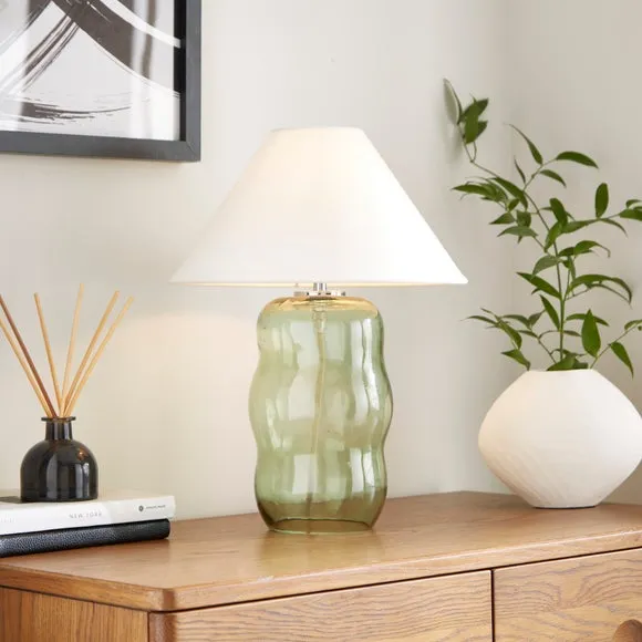 Abstract Table Lamp with Shade - Green, Glass