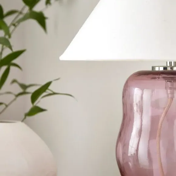 Abstract Table Lamp with Shade - Pink, Glass