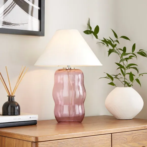 Abstract Table Lamp with Shade - Pink, Glass
