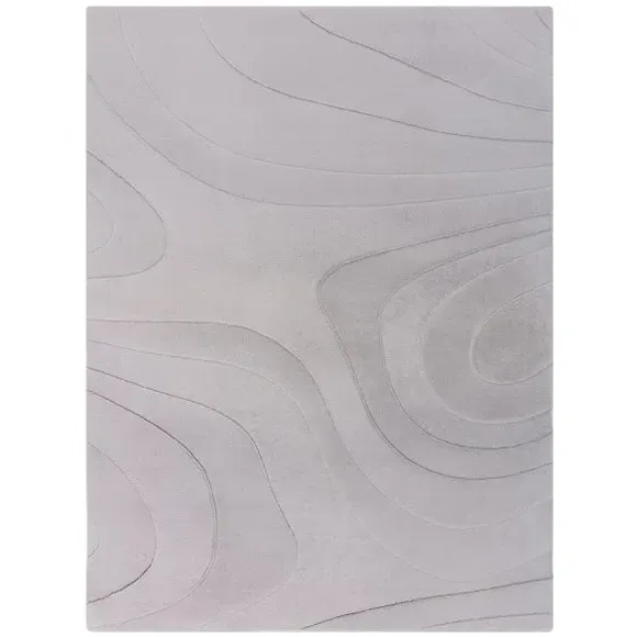 Abstract Wave Rug with High-Low Pile - Grey