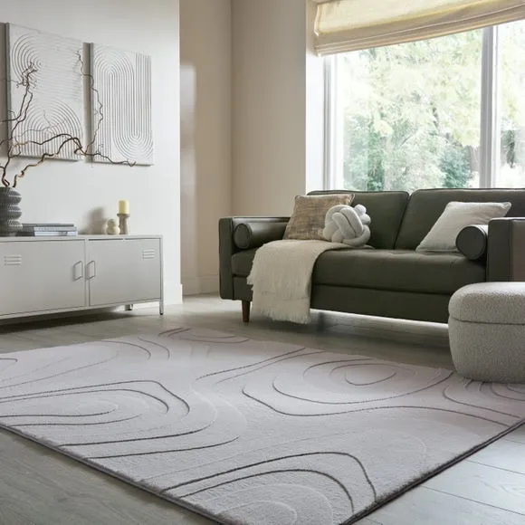 Abstract Wave Rug with High-Low Pile - Grey image