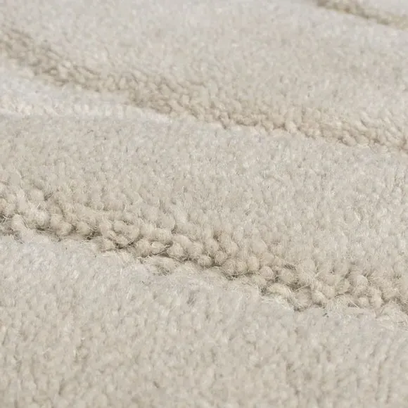 Abstract Wool Rug with Cut Loop - Natural, Wool